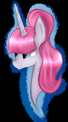 Size: 1836x3264 | Tagged: safe, artist:herusann, imported from derpibooru, oc, oc only, pony, unicorn, abstract background, bust, horn, smiling, solo, unicorn oc