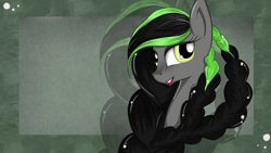 Size: 3264x1836 | Tagged: safe, artist:herusann, imported from derpibooru, oc, oc only, earth pony, pony, bust, eyelashes, smiling, solo, zoom layer