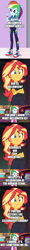 Size: 500x4130 | Tagged: safe, edit, edited screencap, editor:lord you know who, imported from derpibooru, screencap, rainbow dash, sunset shimmer, equestria girls, equestria girls series, argentina, comic, halloween, holiday, human sunset, screencap comic, spanish, translated in the description