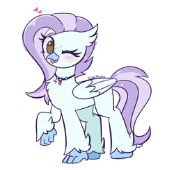 Size: 3699x3627 | Tagged: safe, artist:kittyrosie, imported from derpibooru, oc, oc only, oc:ocean breeze, classical hippogriff, hippogriff, :p, cute, high res, looking at you, ocbetes, one eye closed, solo, tongue out, wink, winking at you