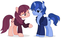 Size: 3687x2305 | Tagged: safe, artist:cirillaq, imported from derpibooru, oc, oc only, oc:allen, oc:james, earth pony, pony, unicorn, clothes, high res, male, simple background, stallion, sweater, transparent background