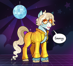 Size: 942x846 | Tagged: safe, artist:lastnight-light, imported from derpibooru, oc, oc only, oc:beau, earth pony, pony, disco ball, male, solo, stallion, sunglasses