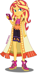 Size: 1508x2954 | Tagged: safe, artist:sacrifice02, imported from derpibooru, rarity, sunset shimmer, unicorn, equestria girls, legend of everfree, fashion, female, full body, phone, simple background, solo, transparent background