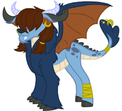 Size: 1024x925 | Tagged: safe, artist:sakryptix, imported from derpibooru, oc, oc only, oc:bluebell flame, hybrid, female, interspecies offspring, offspring, parent:vex, parent:yakmina, simple background, transparent background, yakgon