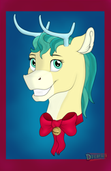 Size: 2186x3358 | Tagged: safe, artist:discbreaker100, imported from derpibooru, alice the reindeer, deer, reindeer, bow, bust, high res, smiling, solo