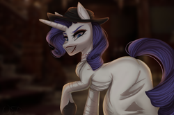 Size: 3084x2048 | Tagged: safe, artist:maybeweed, imported from derpibooru, rarity, pony, undead, unicorn, vampire, clothes, costume, halloween, halloween costume, high res, holiday, lady dimitrescu, lady raritrescu, resident evil 8, solo