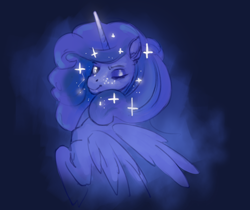 Size: 2000x1680 | Tagged: safe, artist:adobewtf, imported from derpibooru, princess luna, alicorn, pony, looking at you, one eye closed, sketch, smiling, solo, sparkles, wink, winking at you