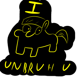 Size: 720x720 | Tagged: safe, artist:719418052, imported from derpibooru, pony, bruh, dangerous, dark background, simple background, solo, text, transparent background