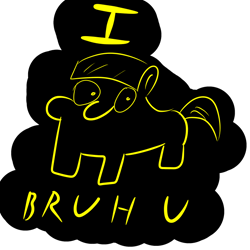 Size: 720x720 | Tagged: safe, artist:719418052, imported from derpibooru, pony, bruh, dangerous, dark background, simple background, solo, text, transparent background
