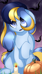 Size: 2066x3631 | Tagged: safe, artist:takan0, imported from derpibooru, oc, oc only, pegasus, pony, candle, female, high res, mare, pumpkin, solo