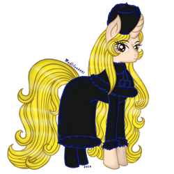 Size: 720x720 | Tagged: safe, artist:madlilon2051, imported from derpibooru, pony, unicorn, clothes, eyelashes, female, hat, horn, mare, ponified, simple background, solo, transparent background