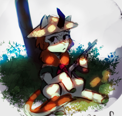 Size: 1036x987 | Tagged: safe, artist:mrscroup, imported from derpibooru, autumn blaze, kirin, ak-47, assault rifle, gun, jungle, rifle, vietcong, vietnam war, weapon