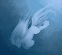 Size: 2567x2305 | Tagged: safe, artist:anonymous, oc, oc only, oc:cirrus wisp, pony, eyes closed, female, long hair, mare, snowpony (species), solo, taiga pony, underwater