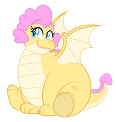 Size: 1280x1344 | Tagged: safe, artist:aleximusprime, imported from derpibooru, oc, oc only, oc:buttercream the dragon, dragon, flurry heart's story, aleximusprime is trying to murder us, cute, dragon oc, dragoness, fat, female, floating eyebrows, simple background, sitting, smiling, solo, spread wings, transparent background, wings