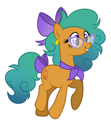 Size: 1291x1412 | Tagged: safe, artist:feather_bloom, imported from derpibooru, oc, oc only, oc:glaze pretzelhoof(kaitykat), pony, bow, female, glasses, hair bow, simple background, solo, tail, tail bow, transparent background