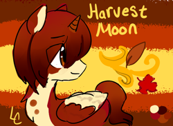 Size: 700x512 | Tagged: safe, artist:lightningchaserarts, imported from derpibooru, oc, oc only, oc:harvest moon, alicorn, pony, autumn, profile, solo