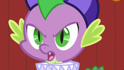 Size: 1280x720 | Tagged: safe, imported from derpibooru, screencap, spike, dragon, hearth's warming eve (episode), season 2, angry, close-up, looking at you, male, open mouth, solo