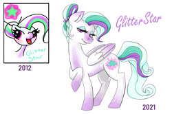 Size: 3855x2567 | Tagged: safe, artist:strutenel, imported from derpibooru, oc, oc only, oc:glitter star, pegasus, pony, comparison, draw this again, female, high res, redraw, simple background, solo, white background