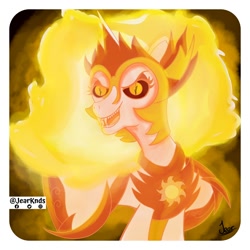 Size: 2250x2250 | Tagged: safe, artist:jearknds, imported from derpibooru, daybreaker, alicorn, pony, female, fire, high res, solo