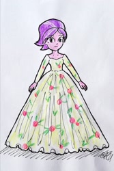 Size: 1535x2301 | Tagged: safe, artist:fude-chan-art, imported from derpibooru, cookie crumbles, equestria girls, clothes, dress, equestria girls-ified, female, solo, traditional art