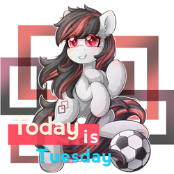 Size: 1331x1327 | Tagged: safe, artist:twilight-minkowski, imported from derpibooru, oc, oc only, oc:shujo, earth pony, pony, abstract background, female, football, solo, sports