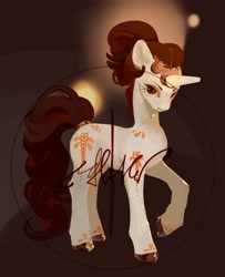 Size: 1751x2160 | Tagged: safe, artist:yanisfucker, imported from derpibooru, oc, oc only, earth pony, pony, adoptable, artificial horn, female, mare, obtrusive watermark, raised hoof, solo, tail, tail wrap, watermark