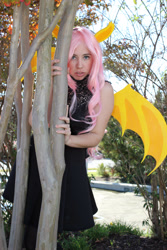 Size: 2000x3000 | Tagged: safe, artist:skyfairystarling, imported from derpibooru, fluttershy, bat pony, human, bat ponified, clothes, cosplay, costume, flutterbat, high res, irl, irl human, nekocon, photo, race swap, tree