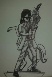 Size: 480x710 | Tagged: safe, artist:karadeg, imported from derpibooru, oc, oc only, oc:karadeg, human, equestria girls, electric guitar, guitar, musical instrument, solo, statue, traditional art