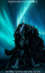 Size: 2500x4000 | Tagged: safe, artist:henori_artist, imported from derpibooru, oc, oc only, earth pony, pony, wolf, wolf pony, aurora borealis, commission, commission open, digital art, howling, night, solo