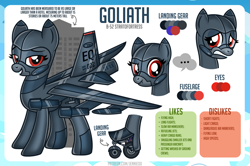 Size: 1096x729 | Tagged: safe, artist:jennieoo, imported from derpibooru, oc, oc:goliathb52, original species, plane pony, b-52, female, macro, plane, reference sheet, show accurate