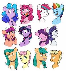 Size: 3244x3495 | Tagged: safe, artist:chub-wub, imported from derpibooru, applejack, fluttershy, hitch trailblazer, izzy moonbow, pinkie pie, pipp petals, rainbow dash, rarity, sunny starscout, twilight sparkle, zipp storm, alicorn, earth pony, pegasus, pony, unicorn, alternate hairstyle, cute, female, g4, g4 to g5, g5, high res, hitch and his 2nd heroine, hitch and his heroine, izzy and her heroine, mane five (g5), mane six, mane swap, mare, my little pony: a new generation, pipp and her heroine, short mane, simple background, sunny and her heroine, twilight sparkle (alicorn), white background, zipp and her heroine