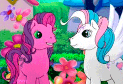Size: 300x204 | Tagged: safe, imported from derpibooru, screencap, star catcher, earth pony, pegasus, pony, animated, duo, g3, gif, looking at each other, rearing, sky wishes, talking