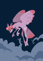 Size: 1280x1816 | Tagged: safe, artist:djpon69, imported from derpibooru, pegasus, pony, angel dove, cloud, flying, g3, sky, solo
