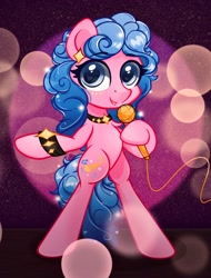 Size: 2505x3298 | Tagged: safe, artist:eris azure, imported from derpibooru, melody, earth pony, pony, my little pony tales, band, bipedal, cute, ear piercing, earring, g1, g1 to g4, g4, generation leap, high res, jewelry, microphone, piercing, singer, singing, solo