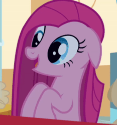 Size: 315x338 | Tagged: safe, imported from derpibooru, screencap, pinkie pie, earth pony, pony, party of one, animated, cute, cuteamena, female, floppy ears, gif, grin, pinkamena diane pie, smiling, solo, talking, when she smiles