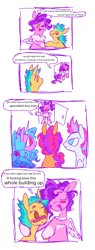 Size: 732x1920 | Tagged: safe, artist:webkinzworldz, imported from derpibooru, hitch trailblazer, izzy moonbow, pipp petals, sunny starscout, zipp storm, earth pony, pegasus, pony, unicorn, spoiler:my little pony: a new generation, blushing, chest fluff, coat markings, colored hooves, comic, female, g5, hitchpipp, male, meme, my little pony: a new generation, ponified meme, shipping, socks (coat markings), straight, swearing, vulgar