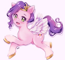 Size: 1977x1813 | Tagged: safe, artist:moh_mlp2, imported from derpibooru, pipp petals, pony, adorapipp, blushing, cute, flying, g5, my little pony: a new generation, open mouth, simple background, white background