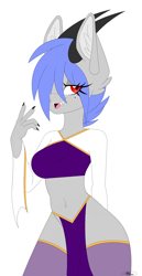 Size: 1542x3000 | Tagged: safe, artist:melodytheartpony, imported from derpibooru, oc, oc:melody silver, anthro, dracony, dragon, hybrid, art challenge, clothes, cute, dressuptober, dressuptober2021, fangs, female, horns, loincloth, smiling, stockings, thigh highs