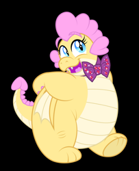 Size: 1008x1240 | Tagged: safe, artist:disneymarvel96, edit, imported from derpibooru, vector edit, oc, oc only, oc:buttercream the dragon, dragon, bowtie, classy, cute, dragoness, fat, female, formal wear, solo, vector