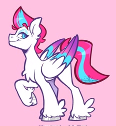 Size: 1903x2048 | Tagged: safe, artist:shyshyoctavia, imported from derpibooru, zipp storm, pegasus, pony, chest fluff, colored pupils, ear fluff, female, g5, mare, my little pony: a new generation, pink background, profile, simple background, solo