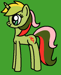 Size: 370x458 | Tagged: safe, artist:rainbowbro58, mimic (g1), pony, twinkle eyed pony, unicorn, cute, female, g1, g1 to g4, g4, generation leap, green background, mare, mimicbetes, simple background, smiling, solo