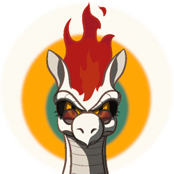 Size: 500x500 | Tagged: safe, artist:hiddelgreyk, imported from derpibooru, dragon, hybrid, longma, them's fightin' herds, black sclera, glasses, looking at you, mane of fire, meme, sigma stare, simple background, solo, tianhuo (tfh), transparent background, yellow eyes