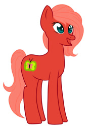 Size: 623x885 | Tagged: safe, artist:wildnature03, imported from derpibooru, oc, oc only, oc:apple crisp, earth pony, pony, earth pony oc, female, mare, offspring, parent:big macintosh, parent:fluttershy, parents:fluttermac, simple background, smiling, solo, teenager, white background