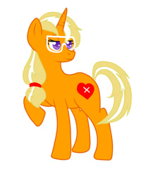 Size: 720x898 | Tagged: safe, artist:wildnature03, imported from derpibooru, oc, oc only, oc:apple polish, pony, unicorn, female, glasses, horn, mare, offspring, parent:applejack, parent:trenderhoof, parents:trenderjack, raised hoof, solo, teenager, unicorn oc