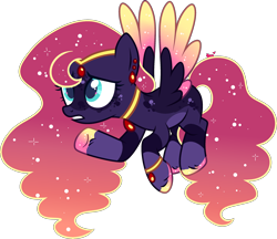 Size: 2746x2375 | Tagged: safe, artist:kurosawakuro, imported from derpibooru, oc, oc only, pegasus, pony, base used, colored wings, female, high res, magical lesbian spawn, mare, offspring, parent:fluttershy, parent:princess luna, parents:lunashy, simple background, solo, transparent background, two toned wings, wings