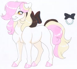 Size: 3385x3031 | Tagged: safe, artist:frozensoulpony, imported from derpibooru, oc, oc:sweet sundae, pony, bow, female, filly, hair bow, high res, magical lesbian spawn, offspring, parent:bon bon, parent:lyra heartstrings, parents:lyrabon, traditional art
