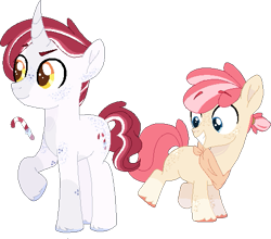 Size: 509x447 | Tagged: safe, artist:rickysocks, imported from derpibooru, oc, oc only, oc:cameo dazzle, oc:candy cane, earth pony, pony, unicorn, brothers, colt, duo, magical lesbian spawn, male, offspring, parent:apple bloom, parent:diamond tiara, parents:diamondbloom, siblings, simple background, transparent background