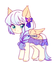 Size: 1000x1150 | Tagged: safe, artist:miioko, imported from derpibooru, oc, oc only, pegasus, pony, braid, clothes, dress, female, mare, pegasus oc, simple background, transparent background, wings