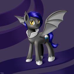 Size: 2000x2000 | Tagged: safe, artist:renatethepony, imported from derpibooru, oc, oc only, bat pony, pony, abstract background, bat pony oc, bat wings, high res, hoof polish, male, slit pupils, stallion, unshorn fetlocks, wings