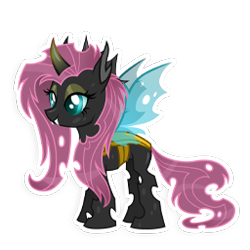 Size: 256x256 | Tagged: safe, imported from derpibooru, fluttershy, changeling, changelingified, female, flutterling, gameloft, simple background, solo, species swap, transparent background